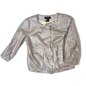 Karen Kane Womens XS Leather Glam Rock Festival Chic Shimmer Metallic Jacket
